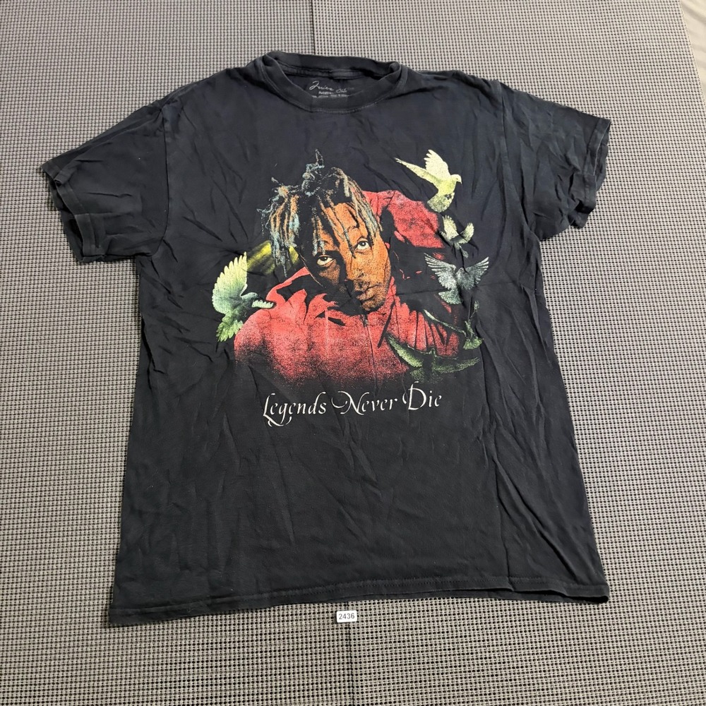 Juice WRLD Legends Never Die Graphic T-Shirt Black Size Medium